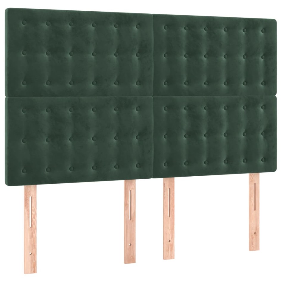 Cama box spring colchón y LED terciopelo verde oscuro