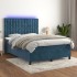 Cama box spring colchón y LED terciopelo azul oscuro 140x200