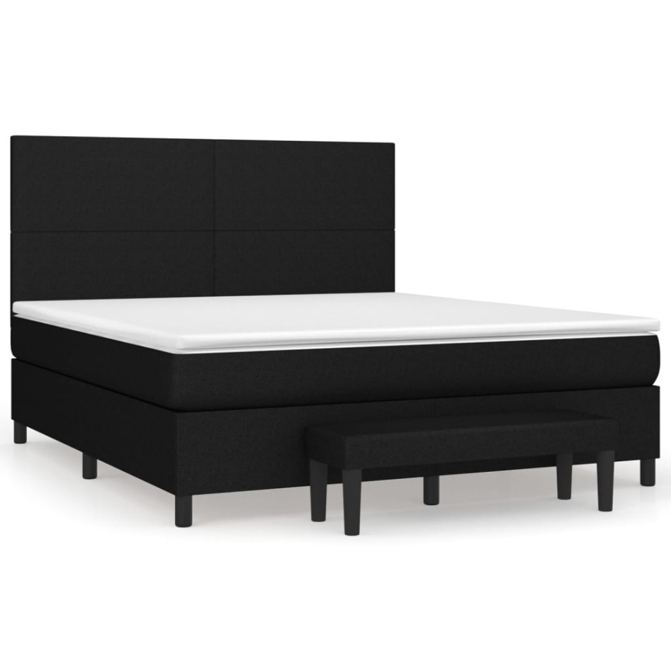 Cama box spring con colchón tela negro 160x200