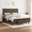 Cama box spring con colchón tela marrón oscuro 160x200 cm