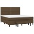 Cama box spring con colchón tela marrón oscuro 160x200
