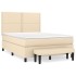 Cama box spring con colchón tela color crema 140x190