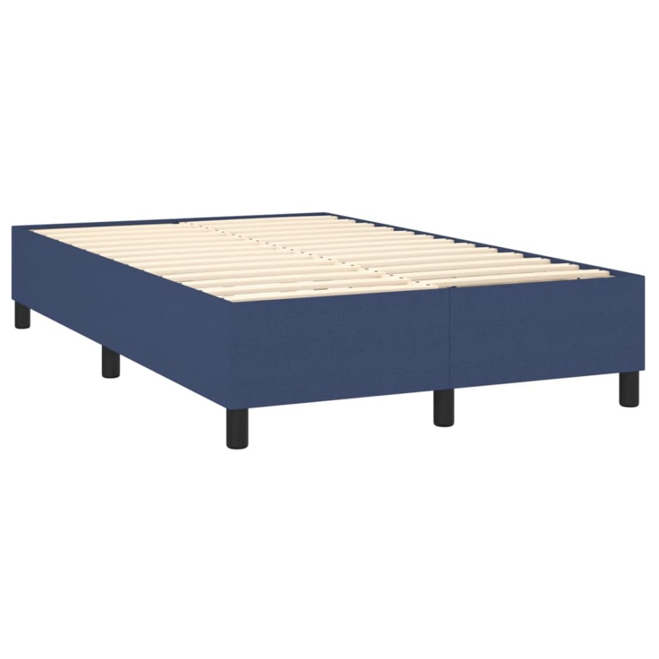 Cama box spring con colchón tela azul 120x200