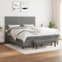 Cama box spring con colchón tela gris oscuro 160x200