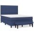 Cama box spring con colchón tela azul 140x190