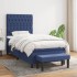 Cama box spring con colchón tela azul 90x200
