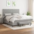 Cama box spring con colchón tela gris claro 160x200