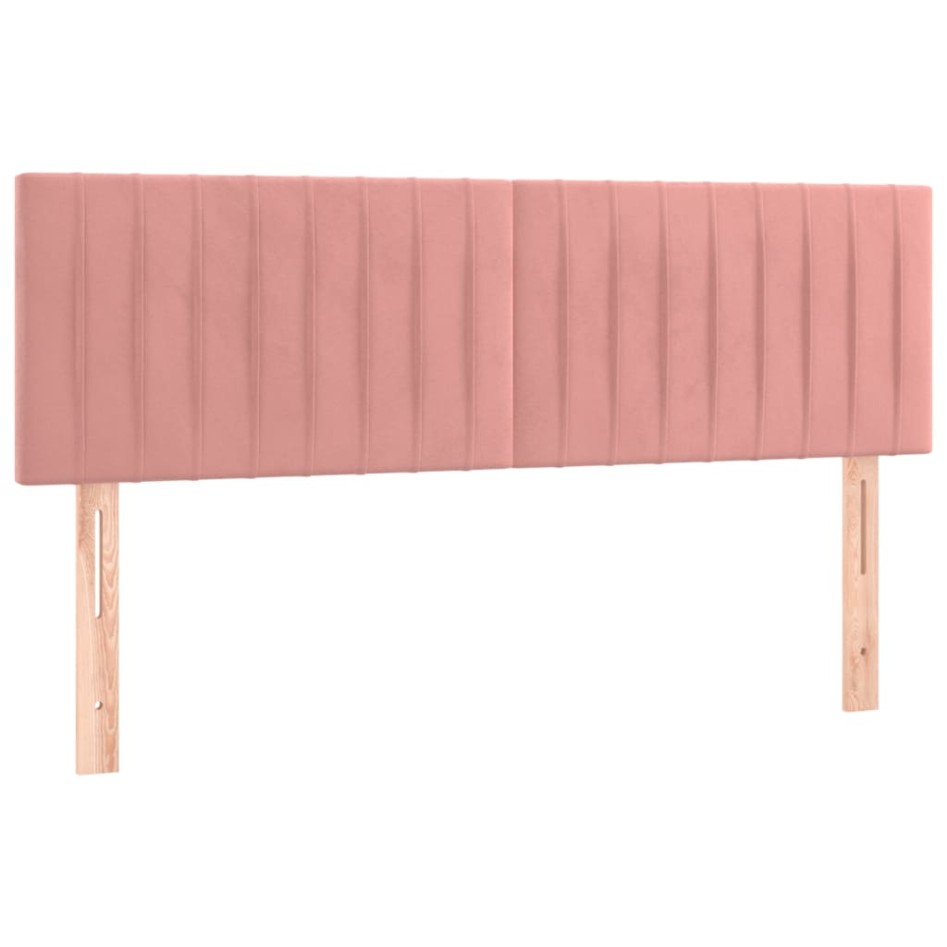 Cama box spring colchón y LED terciopelo rosa 140x190