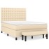 Cama box spring con colchón tela color crema 140x190