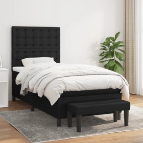 Cama box spring con colchón tela negro 90x200