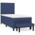 Cama box spring con colchón tela azul 90x200