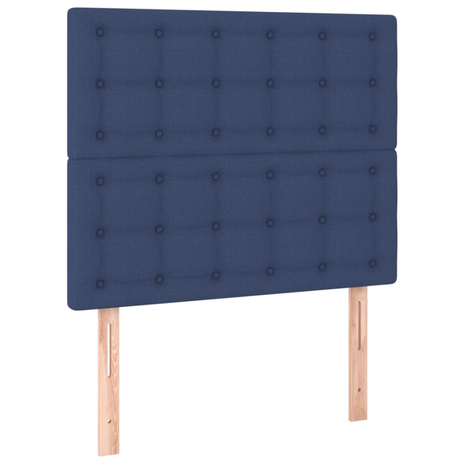 Cama box spring con colchón tela azul 90x200