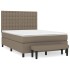 Cama box spring con colchón tela gris taupe 140x200