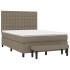 Cama box spring con colchón tela gris taupe 140x200