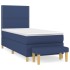 Cama box spring con colchón tela azul 90x190