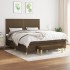 Cama box spring con colchón tela marrón oscuro 160x200