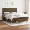 Cama box spring con colchón tela marrón oscuro 160x200 cm