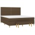 Cama box spring con colchón tela marrón oscuro 160x200