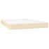 Cama box spring con colchón tela color crema 140x190