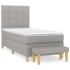 Cama box spring con colchón tela gris claro 90x200