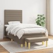 Cama box spring con colchón tela gris taupe 90x200 cm