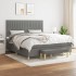 Cama box spring con colchón tela gris oscuro 160x200