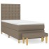 Cama box spring con colchón tela gris taupe 100x200