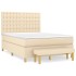 Cama box spring con colchón tela color crema 140x190