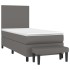 Cama box spring con colchón cuero sintético gris 100x200