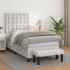 Cama box spring con colchón cuero sintético blanco 90x190