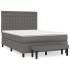 Cama box spring con colchón cuero sintético gris 140x190