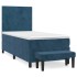Cama box spring con colchón terciopelo azul oscuro 100x200