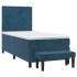 Cama box spring con colchón terciopelo azul oscuro 100x200