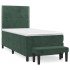 Cama box spring con colchón terciopelo verde oscuro 90x200