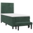 Cama box spring con colchón terciopelo verde oscuro 90x200