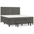 Cama box spring con colchón terciopelo gris oscuro 180x200