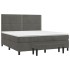 Cama box spring con colchón terciopelo gris oscuro 180x200