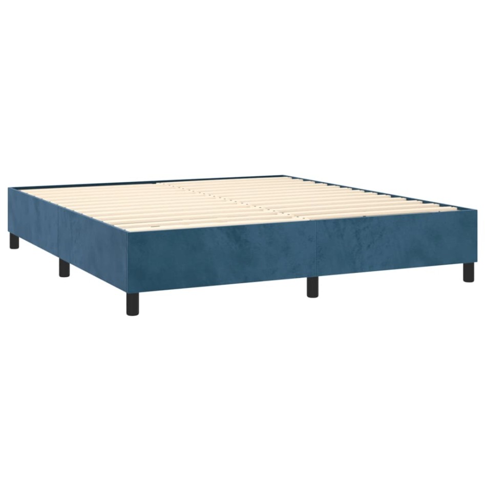 Cama box spring con colchón terciopelo azul oscuro 160x200