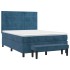 Cama box spring con colchón terciopelo azul oscuro 140x190