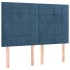 Cama box spring con colchón terciopelo azul oscuro 140x190