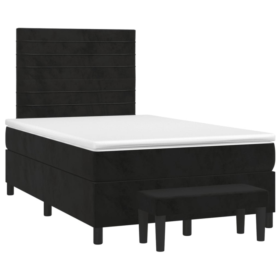 Cama box spring con colchón terciopelo negro 120x200