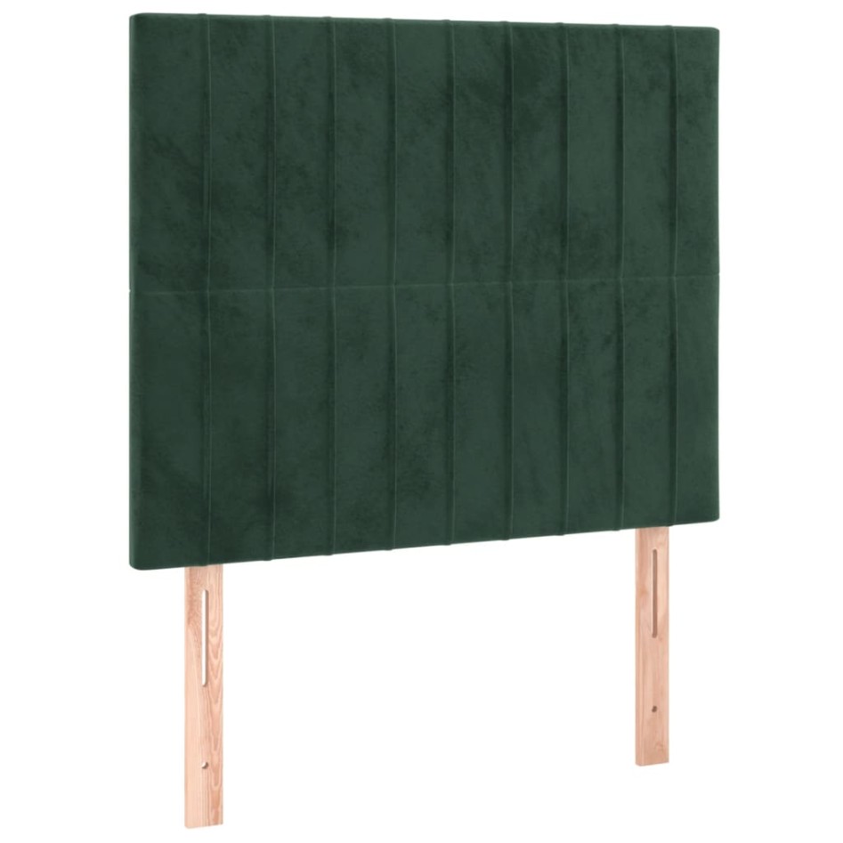 Cama box spring con colchón terciopelo verde oscuro 90x200