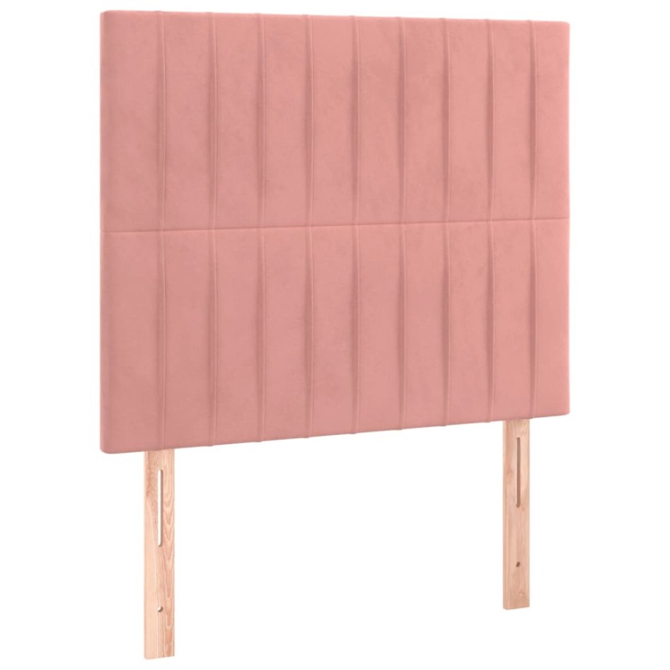 Cama box spring con colchón terciopelo rosa 90x200