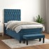 Cama box spring con colchón terciopelo azul oscuro 90x190
