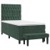 Cama box spring con colchón terciopelo verde oscuro 80x200