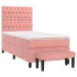 Cama box spring con colchón terciopelo rosa 90x190