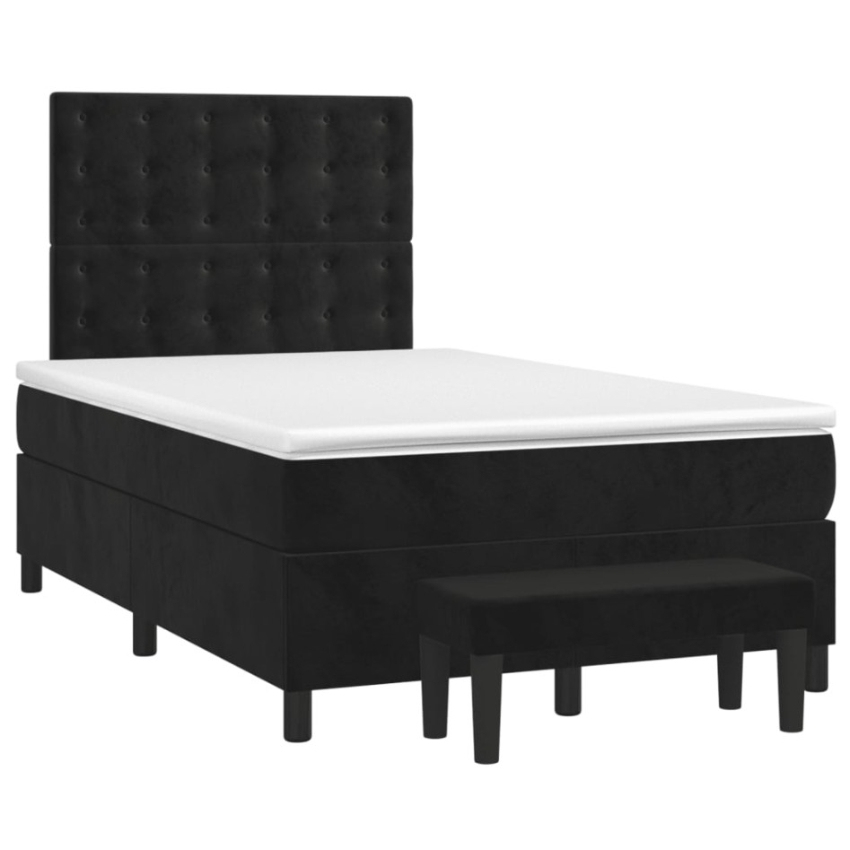 Cama box spring con colchón terciopelo negro 120x200