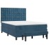 Cama box spring con colchón terciopelo azul oscuro 140x200
