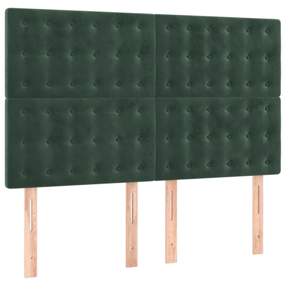Cama box spring con colchón terciopelo verde oscuro 140x190