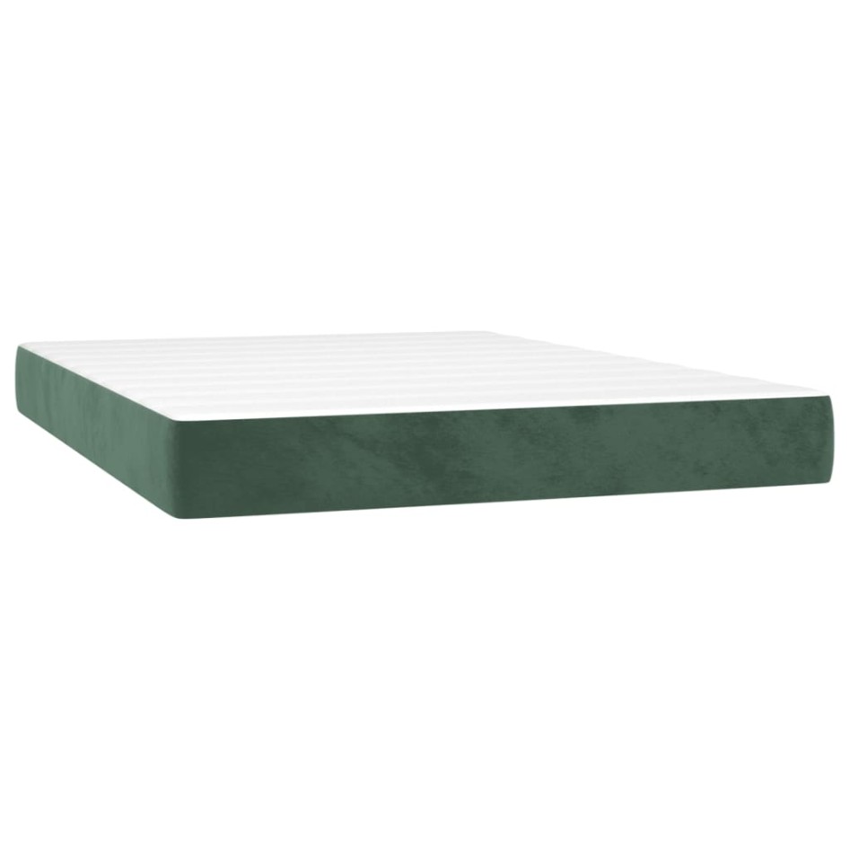 Cama box spring con colchón terciopelo verde oscuro 140x190